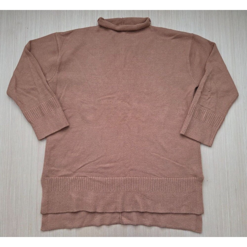 Anthropologie Moth Women's Saskia Mock Neck Tan Brown Knit Tunic Sweater Size L